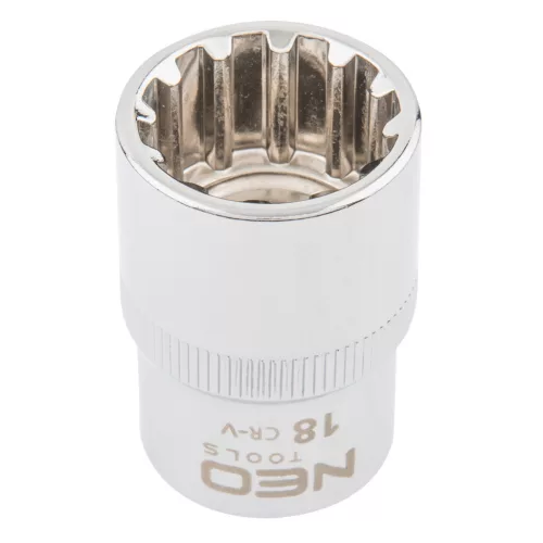 NEO TOOLS Dugókulcs 18mm, 1/2", SPLINE 25 év garanciával 08-590