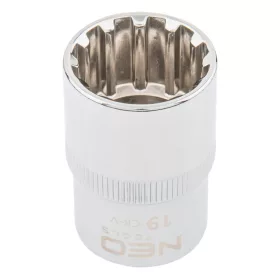   NEO TOOLS Dugókulcs 19mm, 1/2", SPLINE 25 év garanciával 08-591