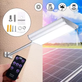   Novion 70-es LED-es napelemes fali utcalámpa 5 világítási móddal, mozgásérzékelővel