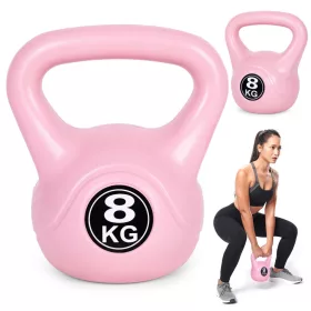   Kettlebell 8 kg edzéshez, súlygolyó, fitnesz, rózsaszín, ModernHome