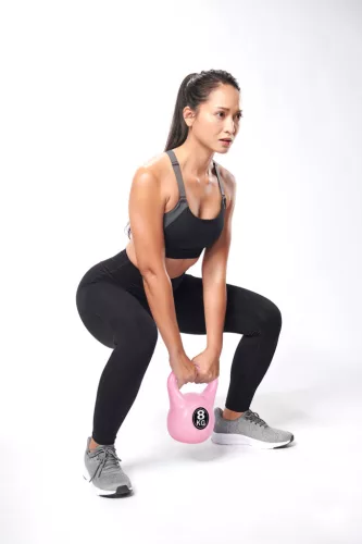 Kettlebell 8 kg edzéshez, súlygolyó, fitnesz, rózsaszín, ModernHome