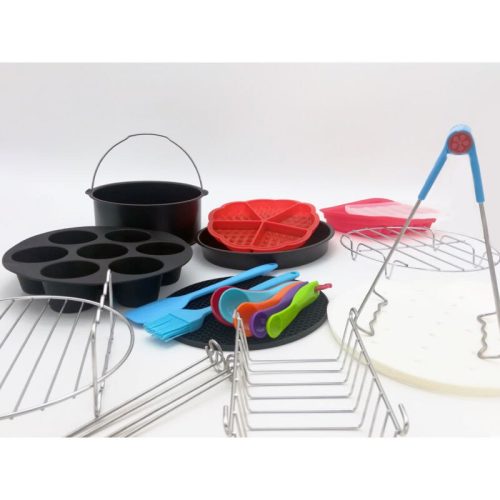 15 részes Air Fryer, olaj nélküli forrólevegős fritőz kiegészítő és tartozék szett receptkönyvvel