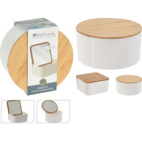 Sminkdoboz tükörrel (kör, négyzet)