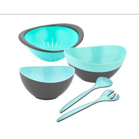 5 részes salátatál és tálaló kanál készlet