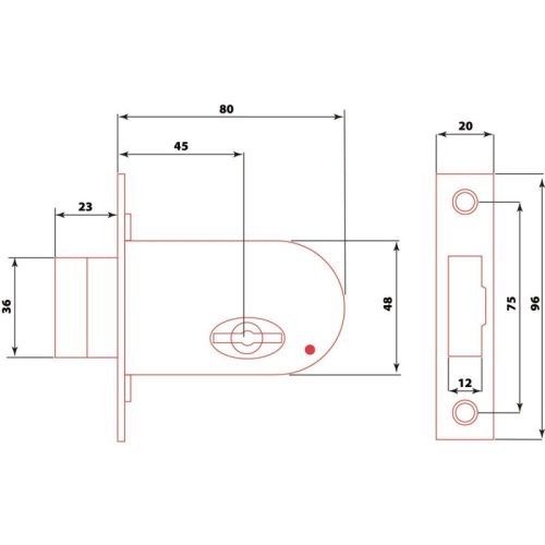 Reteszzár, bevéső, duplatollú, 2 kulccsal, 45mmx20mm Flame