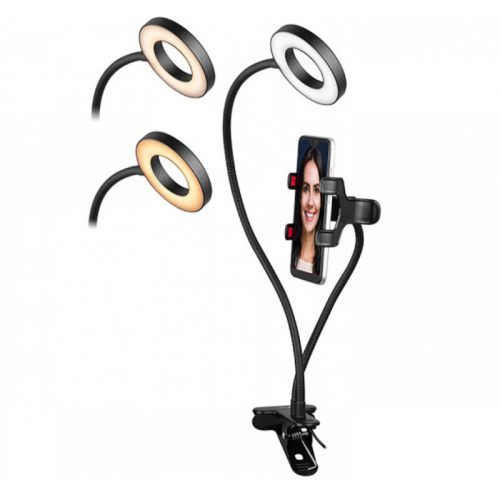 Tracer 48 LED-es szelfi lámpa körfény, mobiltelefon tartóval