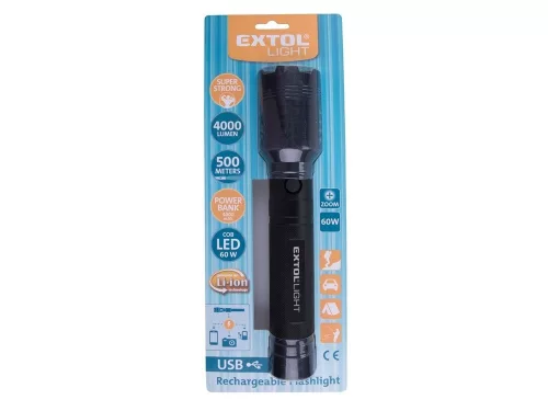 Extol Light LED zseblámpa Power Bank funkcióval