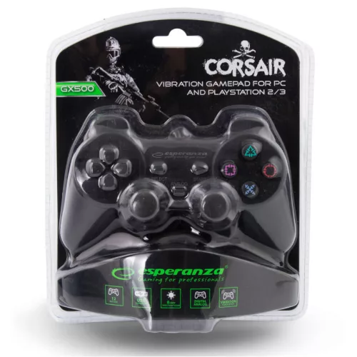 Esperanza Játékvezérlő PS2/PS3/PC USB fekete 