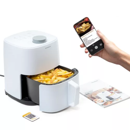 Innovagoods Fryinn Lite 2000 fehér színű air fryer, forró levegős olaj nélküli sütő 2 L