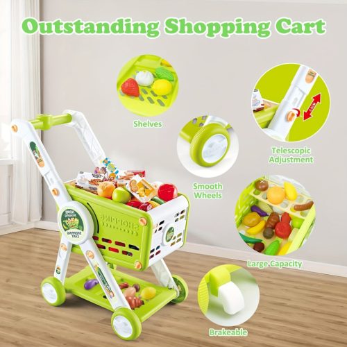 31 darabos Szupermarket Bevásárló felszerelés kosárral temékekkel