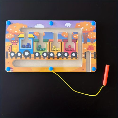 Mágneses fa vasúti labirintus kirakós játék