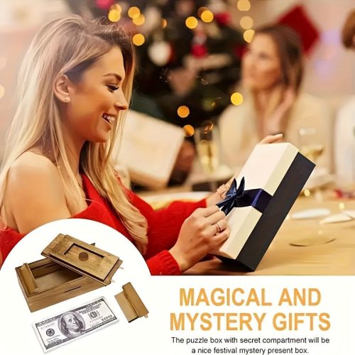 Fa Puzzle Pénzes Doboz Titkos Rekeszzel