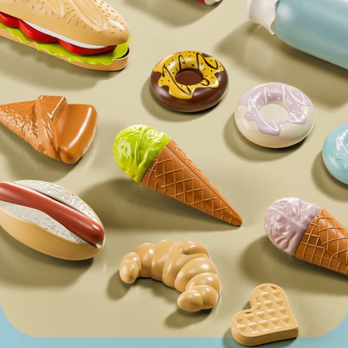 Játék Piknik Készlete Burgerrel, Pizzával és Sült Krumplival