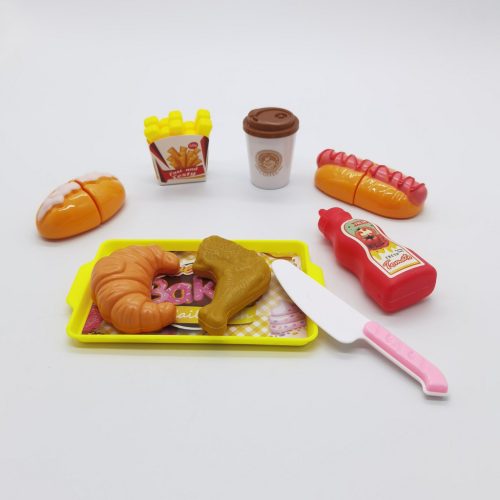 Játékkonyha Készlet Csirkelábakkal, Sült Krumplival, Paradicsomszósszal, Kenyérrel és Kávéval
