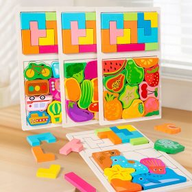   Színes 3D Fa Puzzle - Fejlesztő Játék Gyerekeknek, Fejleszti az Intelligenciát és Kreativitást