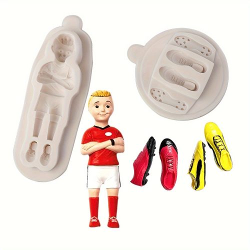 Szilikon focijátékos és stopli formakészlet süteménydíszítéshez