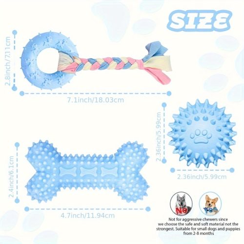 3db Puha Gumi Kutyus Rágójáték szett kiskutyáknak