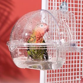   Átlátszó műanyag madárfürdő kád kampós rögzítéssel