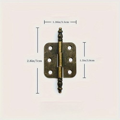 4db Antik Bronz Korona Fejű Zsanérok Csavarokkal