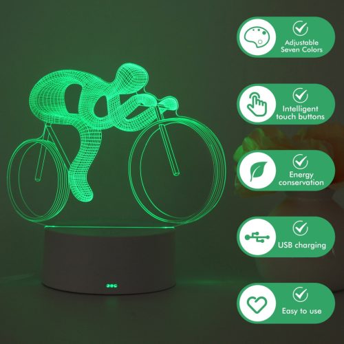 3D hegyi kerékpár LED éjszakai fény, állítható fényerővel