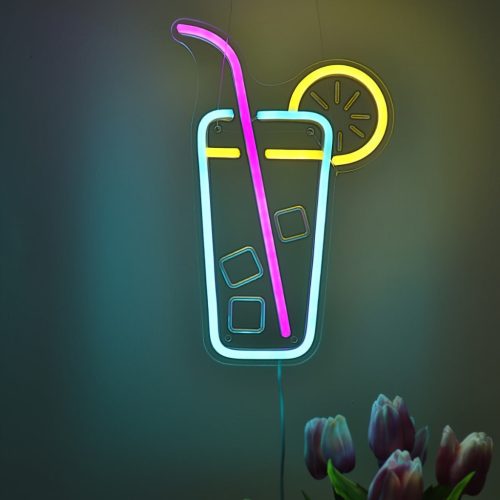 Élénk Citrom & Jégkocka LED Neon Tábla