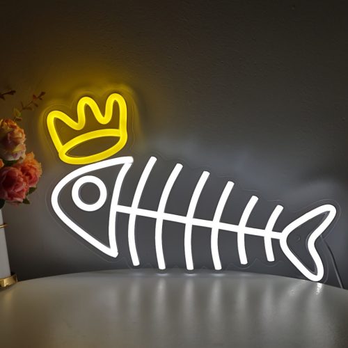 Koronás Hal LED-es Neon Tábla