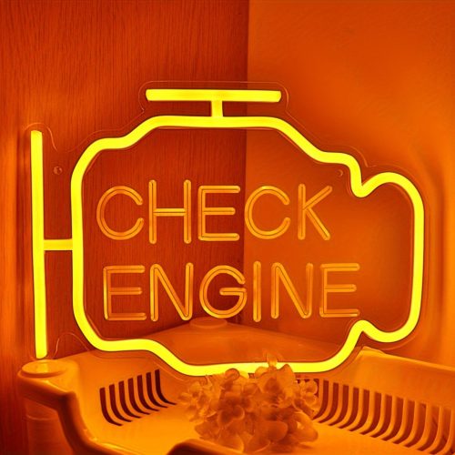 3D Ívelt 'CHECK ENGINE' LED Neon Tábla