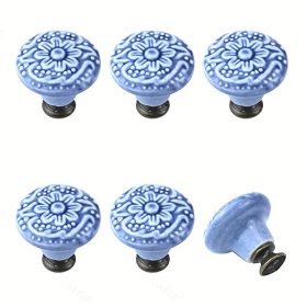  6db kék-fehér porcelán kerámia fiókgomb kihúzó fogantyúk