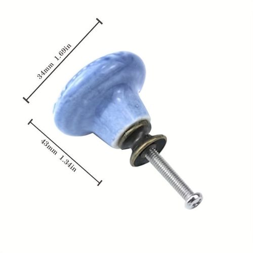 6db kék-fehér porcelán kerámia fiókgomb kihúzó fogantyúk