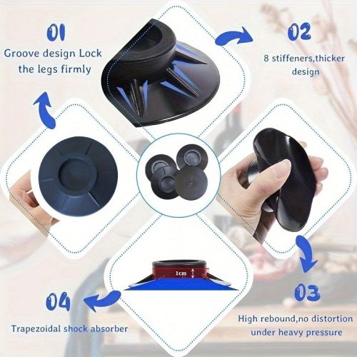 4db Anti-Vibrációs Mosógép Párna - Csúszásmentes, Zajcsökkentő Műanyag