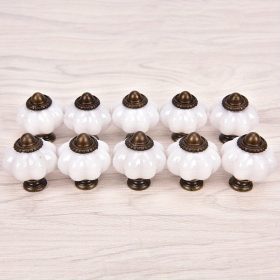   10 db Tök alakú szekrényfiók fogantyú antik sárgaréz díszítéssel