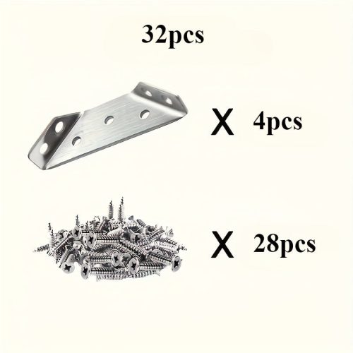 32 darabos Erős Rozsdamentes Acél Sarokmerevítő Készlet