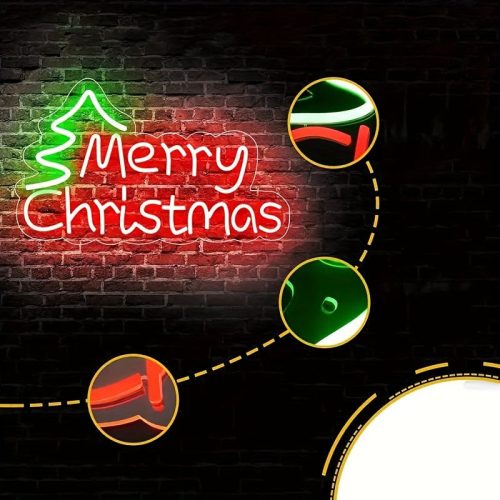 Vidám karácsonyi neonfelirat beltéri használatra