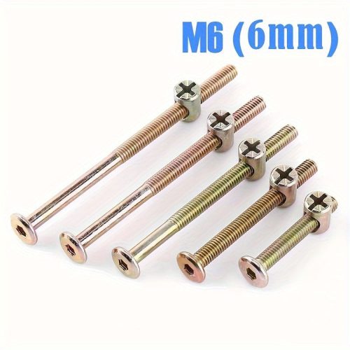 10 db M6 6mm-es bútorcsavar és anyacsavar készlet