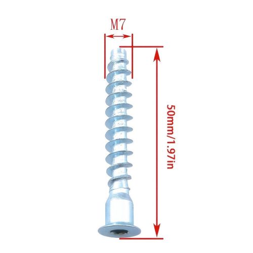 25 db M7x50 mm-es megerősített hatszögletes üregcsavarszeg, szénacél bútorösszekötő rögzítő