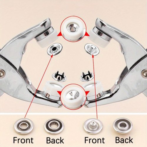 50db Fém Pattintógomb Készlet Kézi Nyomó Fogóval