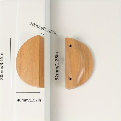 6db félhold alakú dupla lyukú bükkfa szekrényfogantyú