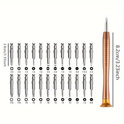 25 darabos precíziós csavarhúzó készlet műbőr tokkal - Ideális szemüvegekhez, órákhoz és elektronikai eszköz javításhoz