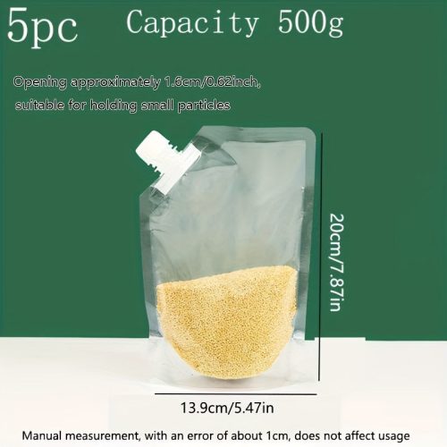 5 db szivárgásmentes élelmiszer-tároló zacskó könnyen önthető csőrrel