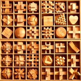   Fából Készült Kilenc Linkes Oktatójáték Ajándékdobozban