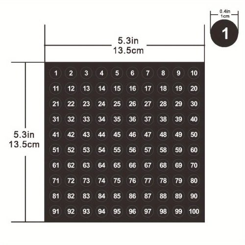 1-100 lap vízálló szám matrica