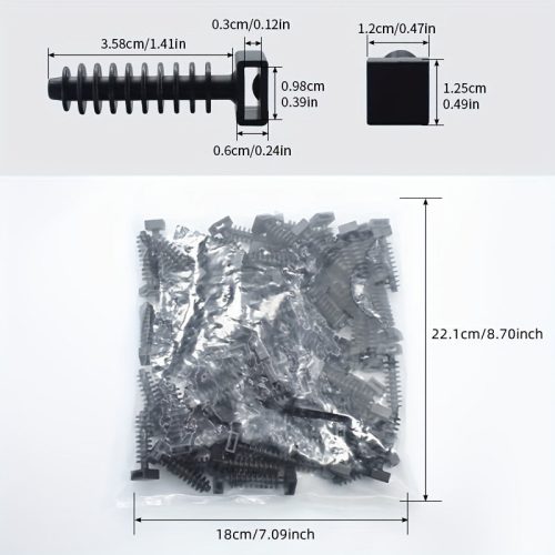 100 db műanyag kábelkötegelő, falra szerelhető kábelrendező klipek