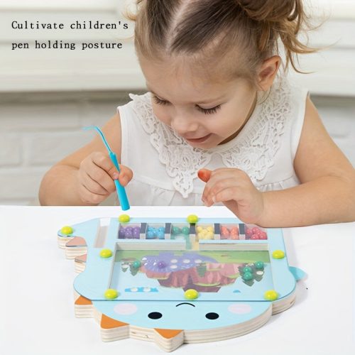 Fából készült dinoszaurusz mágneses gyöngy labirintus,