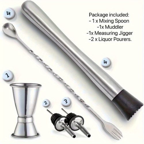 Professzionális rozsdamentes acél koktél shaker készlet (shaker és állvány nélkül)