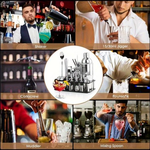 Professzionális rozsdamentes acél koktél shaker készlet (shaker és állvány nélkül)