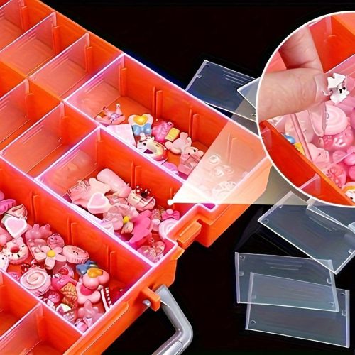 Sokoldalú 48-rekeszes átlátszó szervező doboz állítható válaszfalakkal