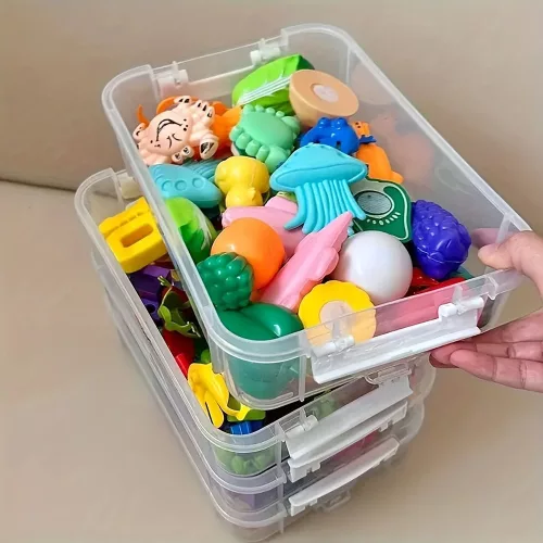 Extra Nagy 4 Szintes Átlátszó Műanyag Tárolódoboz Fedővel