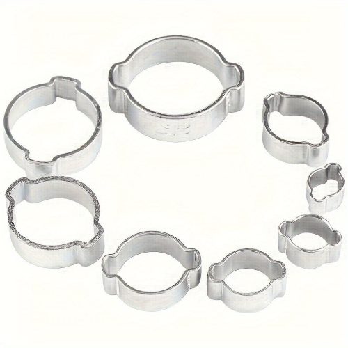 48 db-os Cinkbevonatú Rozsdamentes Acél Dupla Fülű Tömlőbilincs Készlet