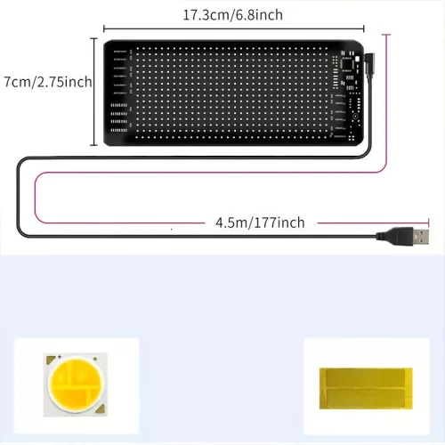 Többnyelvű Autó LED Matricás Pixel Panel (1 kijelző + 1kábel )