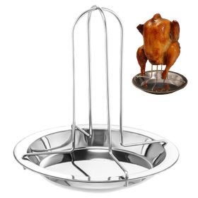   Rozsdamentes acél csirkesütő állvány csepegtető tálcával